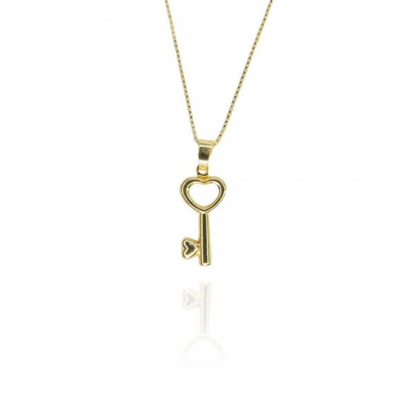 Colar Pingente de Chave Banhado em Ouro 18k - Dourado