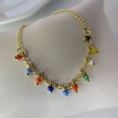 Pulseira Infantil de Pedrinhas Coloridas Banhado a Ouro 18k - Dourado