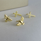 Duo de Cruz e Espírito Santo Banhado em Ouro 18k - Dourado