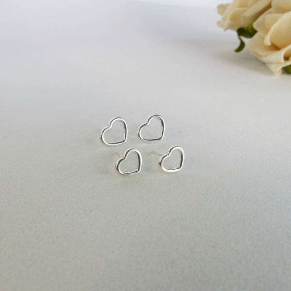 Duo Coração Vazado em Prata 925 - Prateado