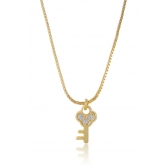 Colar com Pingente Pequeno de Chave Banhado em Ouro 18k - Dourado