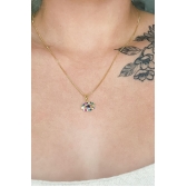 Colar Pingente Olho Grego com Zircônia Multicolor Banhado em Ouro 18k - Dourado