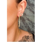 Brinco de Fita com Zircônias na Ponta Banhado em Ouro 18k - Dourado