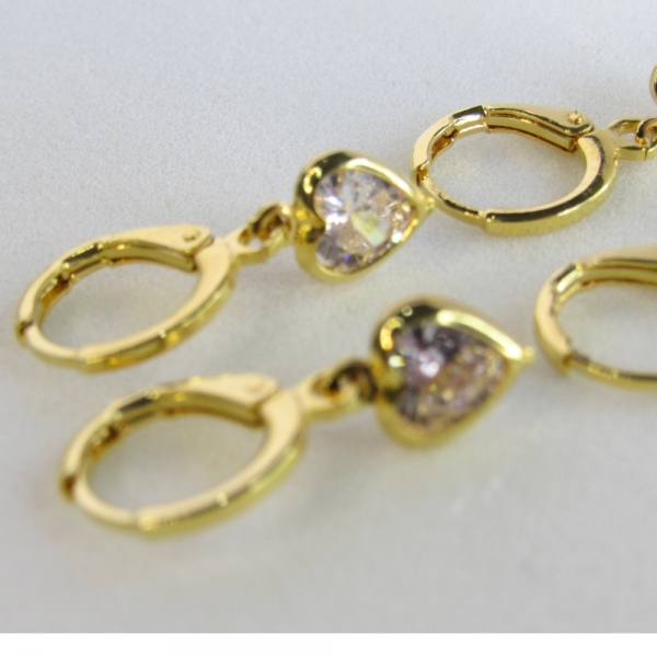 Trio Argolinha Coração de Zircônia Banhado em Ouro 18k - Dourado