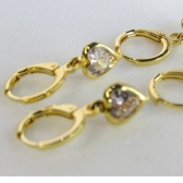 Trio Argolinha Coração de Zircônia Banhado em Ouro 18k - Dourado