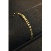 Pulseira Meia Fita Meia Corrente Banhado em Ouro 18k - Dourado