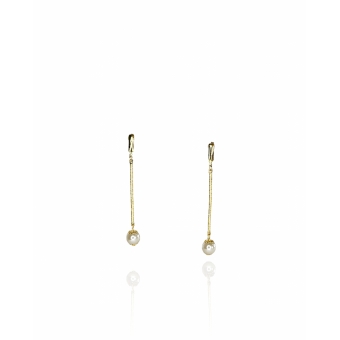 Brinco Fio Trabalhado com Perola na Ponta Banhado em Ouro 18k