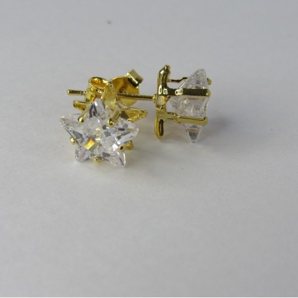 Brinco Estrela Grande com Zircônia Banhado em Ouro 18k - Dourado