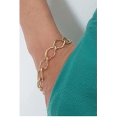 Pulseira Elo Losango Com Fecho Boia Banhado em Ouro 18k - Dourado