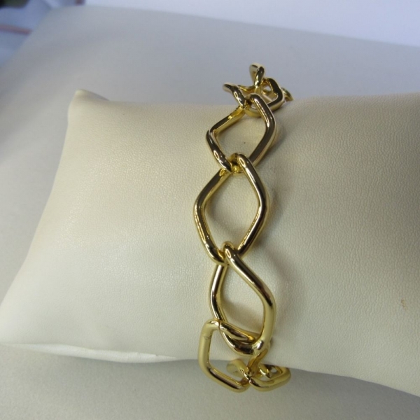 Pulseira Elo Losango Com Fecho Boia Banhado em Ouro 18k - Dourado