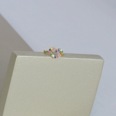 Piercing Fake Com Coração de Zircônias Coloridas Banhado em Ouro 18k - Dourado