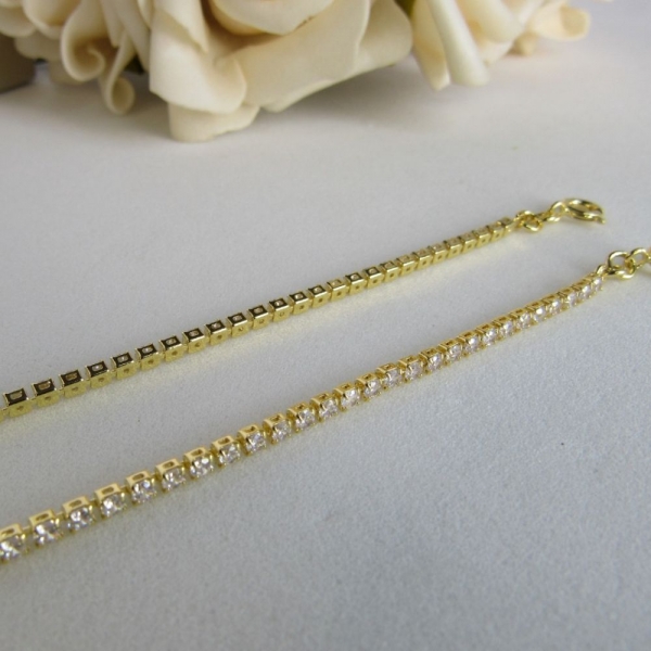 Pulseira Em Corrente De Zircônias Banhado em Ouro 18k - Dourado