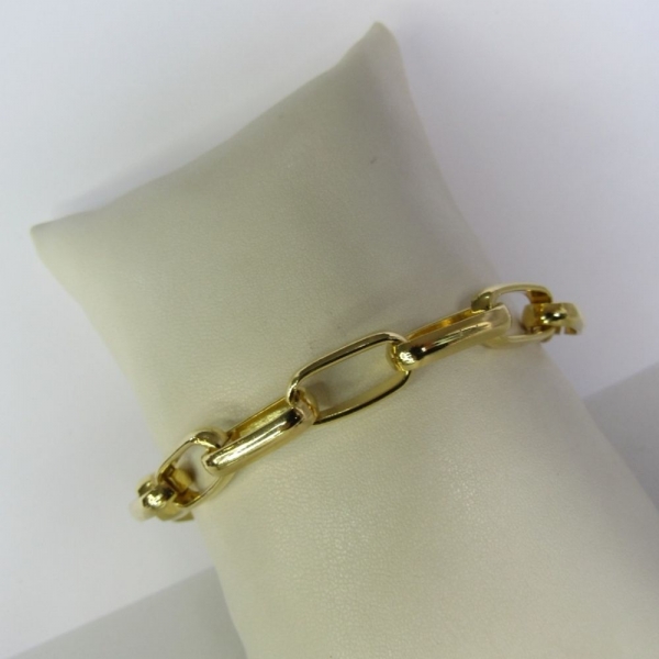 Pulseira de Elos Intercalados Grandes Banhados a Ouro 18k - Dourado