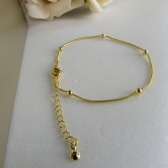 Pulseira Corrente Lisa com Bolinhas Banhado em Ouro 18k - Dourado