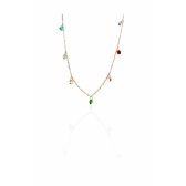 Colar Corrente Americana com Zircônias Multicolor Banhado em Ouro 18k - Dourado