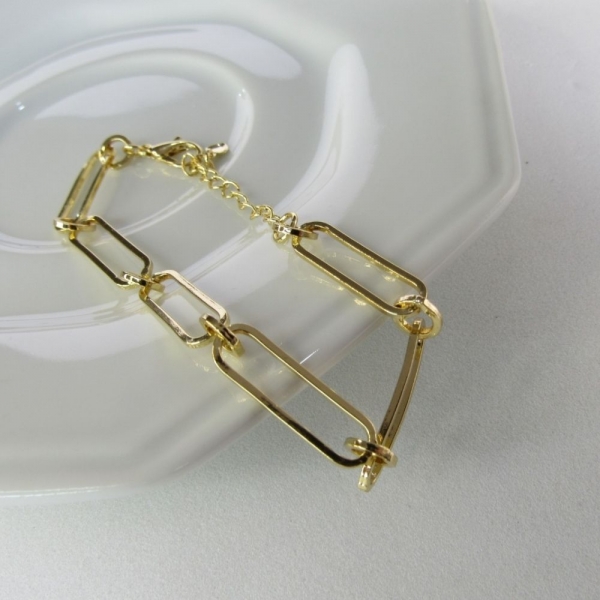 Pulseira de Elos Intercalados Com Círculo Banhado em Ouro 18k - Dourado