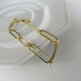 Pulseira de Elos Intercalados Com Círculo Banhado em Ouro 18k - Dourado