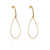 Brinco Grande de Fio e Gota Vazada Banhado em Ouro 18k - Dourado