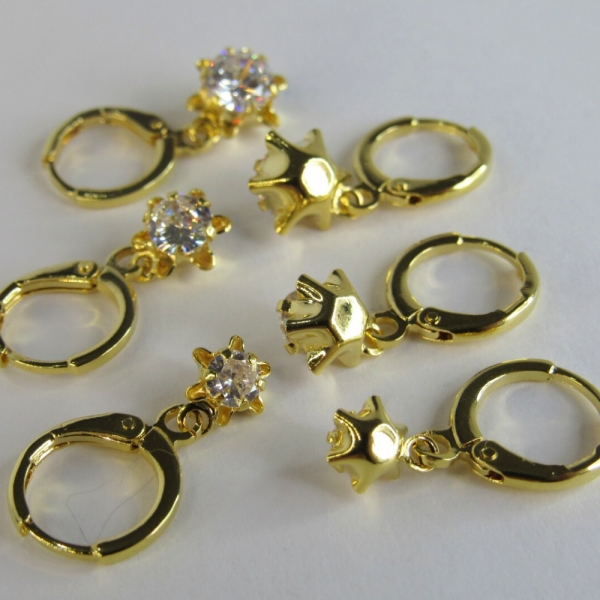 Trio Argolinha Estrelinha de Zircônia Banhado em Ouro 18k - Dourado