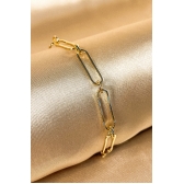 Pulseira de Elos Intercalados Com Círculo Banhado em Ouro 18k - Dourado