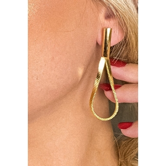 Brinco Gota Com Corrente Banhado em Ouro 18k