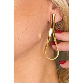 Brinco Gota Com Corrente Banhado em Ouro 18k - Dourado