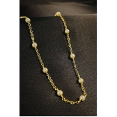 Colar Corrente Americana com Pérolas Banhado em Ouro 18k - Dourado