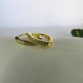 Brinco Triangular Médio com Zircônia Banhado em Ouro 18k - Dourado