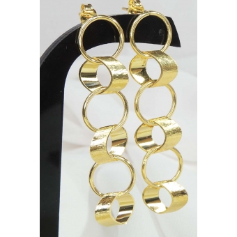 Brinco Grande de Círculos Interligados Banhado em Ouro 18k