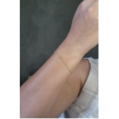 Pulseira Corrente Lisa com Bolinhas Banhado em Ouro 18k - Dourado