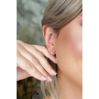 Brinco Coração Pequeno com Zircônias Banhado em Ouro 18k