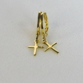 Brinco Argolinha com Cruz Banhado em Ouro 18k - Dourado