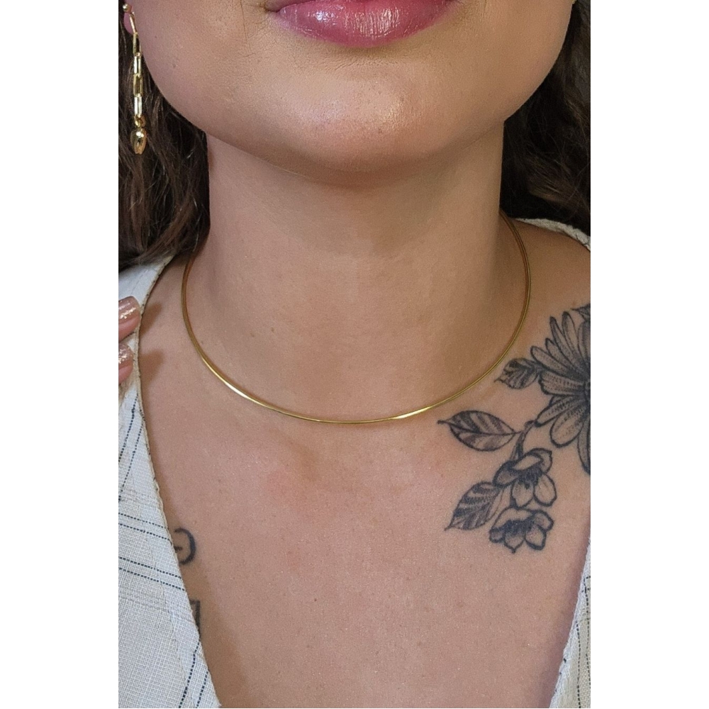 Choker Circular Aro fino Banhado em Ouro 18k - Dourado