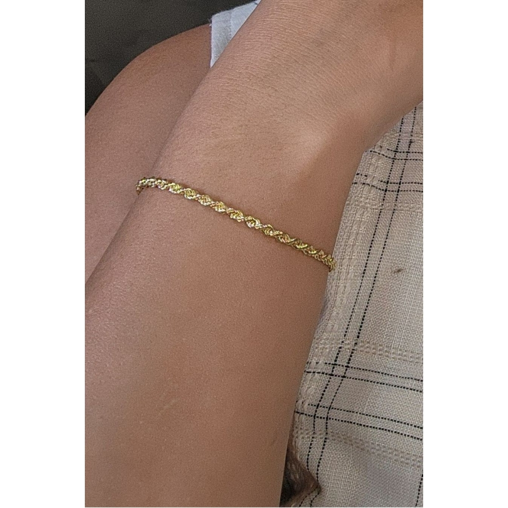 Pulseira Cordão Baiano 3,0 Banhado em Ouro 18k - Dourado