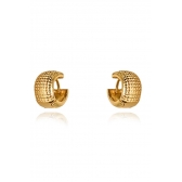 Brinco de Argolinha Grossa Trabalhada Banhado em Ouro 18k - Dourado