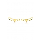 Brinco Ear Cuff Mini Corações Vazados Banhado em Ouro 18k - Dourado