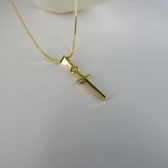Colar Pingente Cruz com Detalhe de Zircônia Banhado em Ouro 18k - Dourado