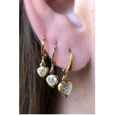 Trio Argolinha Coração de Zircônia Banhado em Ouro 18k - Dourado