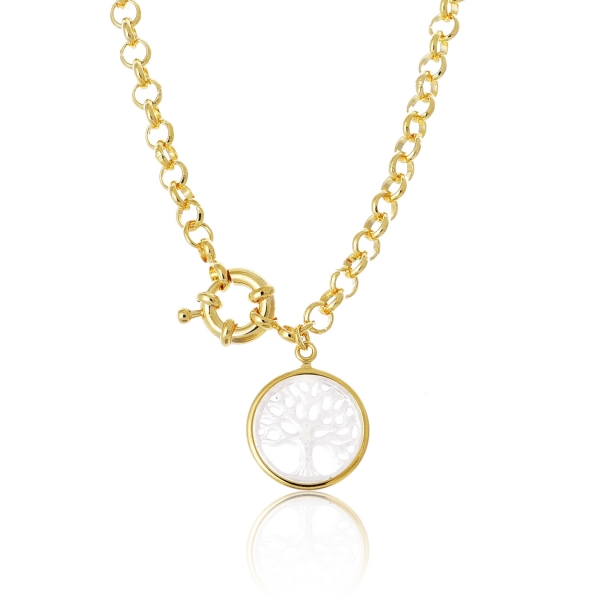 Pulseira Dourada com Pingente Árvore da Vida Banhado em Ouro 18k - Dourado
