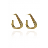 Brinco Argola Três Triangulos Banhado em Ouro 18k - Dourado