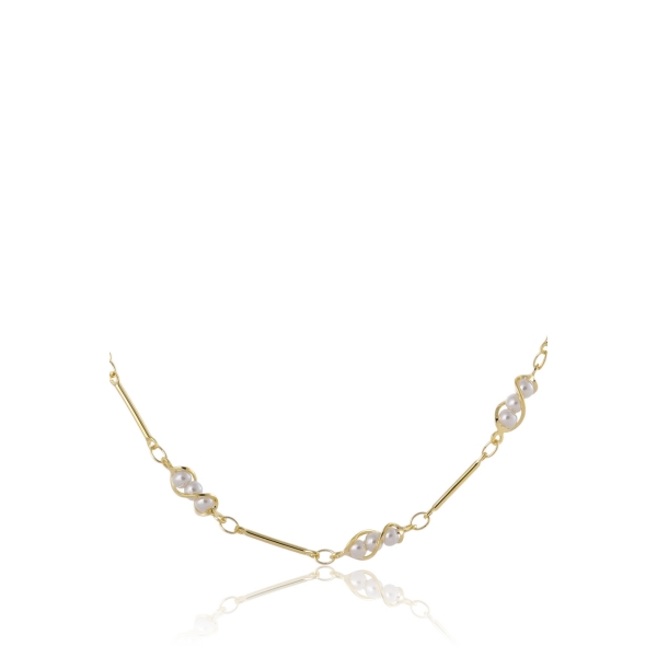 Colar Choker com Mini Pérolas na Corrente Banhado em Ouro 18k - Dourado