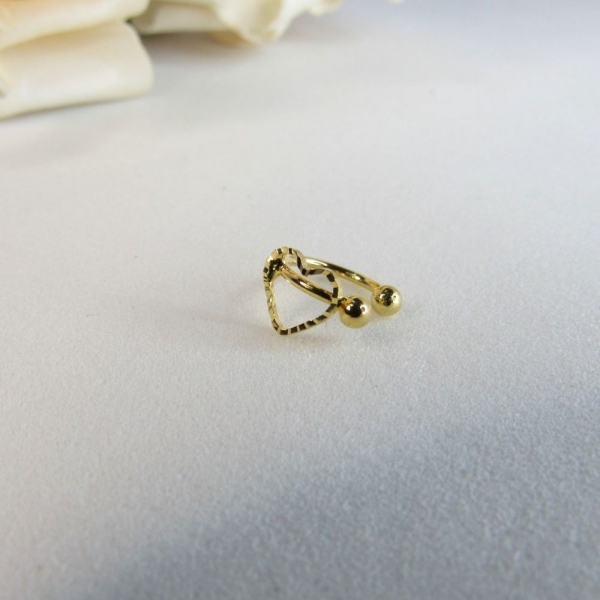Piercing Fake com Coração Banhado em Ouro 18k - Dourado