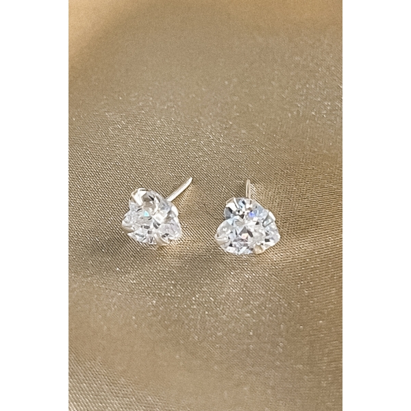 Brinco de Coração Grande com Zircônia em Prata 925 - Prateado