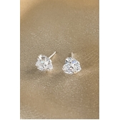 Brinco de Coração Grande com Zircônia em Prata 925 - Prateado