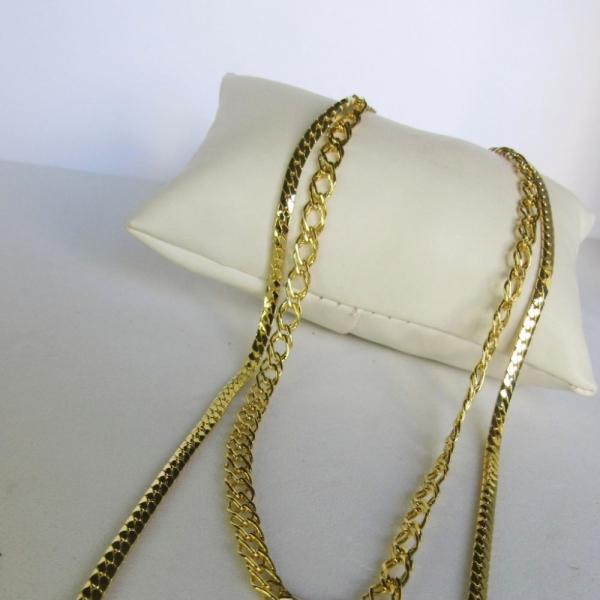 Colar Duplo com Correntes Grossas Banhado em Ouro 18k - Dourado