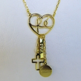 Colar com Pingente da Fé, Da Paz E Da Gratidão Banhado em Ouro 18k - Dourado