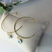 Brinco Argola Média Olho Grego Banhado em Ouro 18k - Dourado