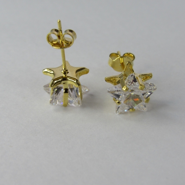 Brinco Estrela Grande com Zircônia Banhado em Ouro 18k - Dourado