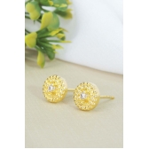 Brinco Círculo Pequeno Com Zircônia Central Banhado em Ouro 18k - Dourado