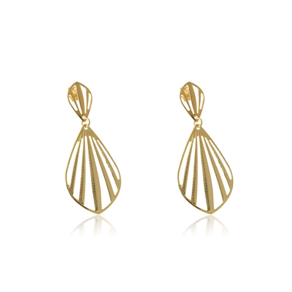 Brinco Grande de Concha Vazada Banhado em Ouro 18k - Dourado